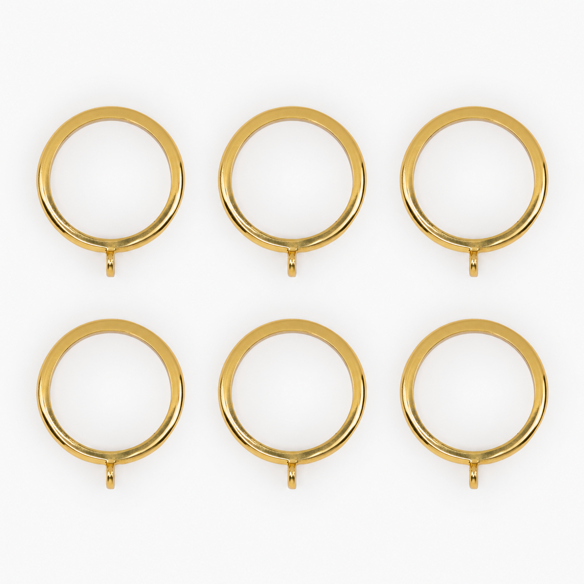 Curtain Rings - Polished Brass - Set of 6