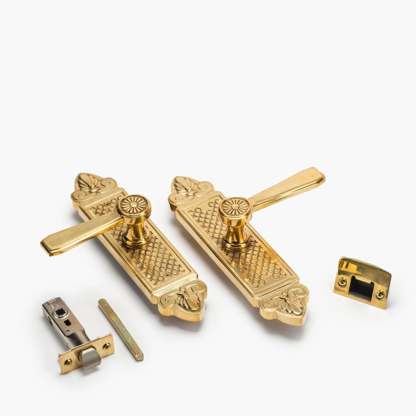 Marie Vertical Passage Door Lever Set - Unlacquered Brass