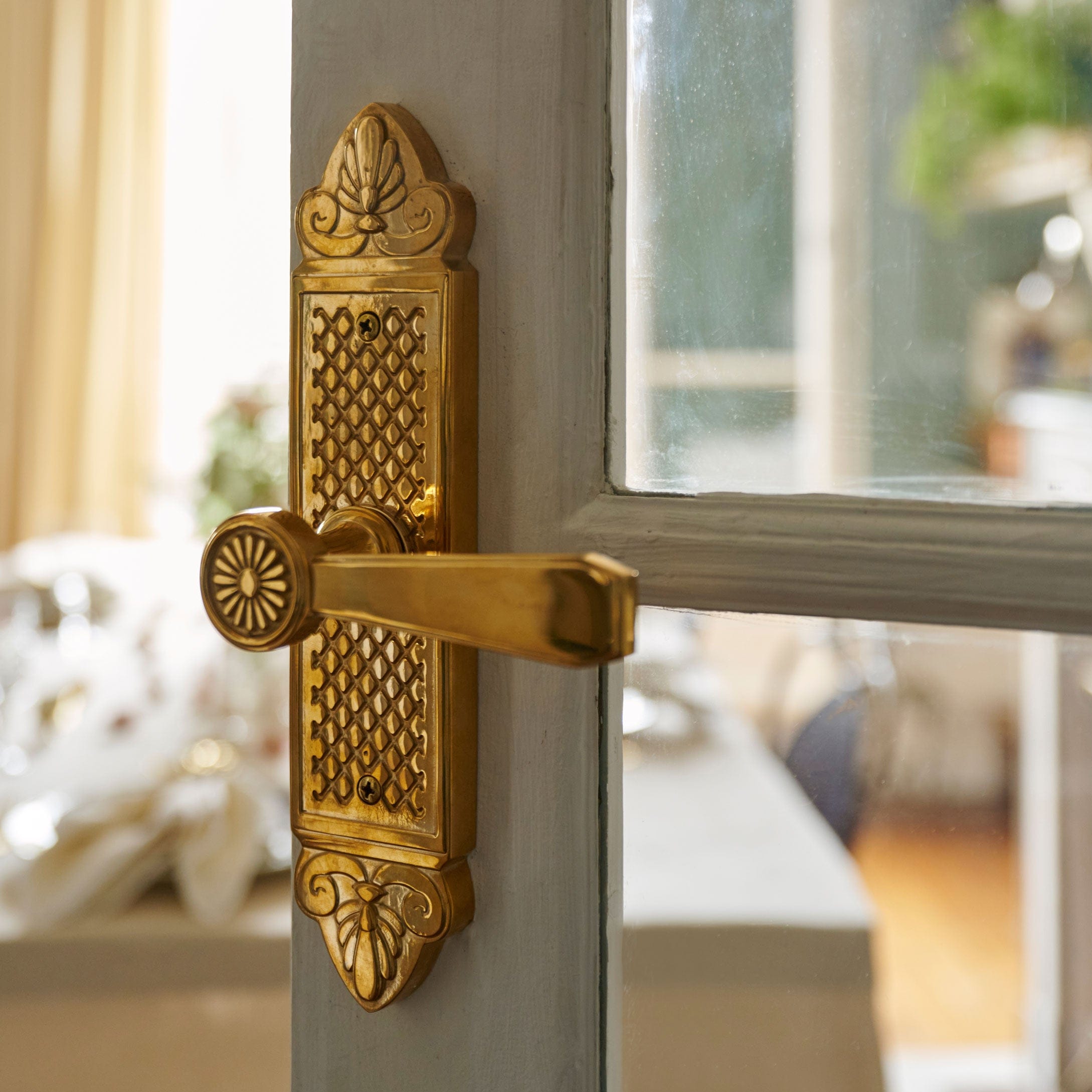 Marie Vertical Passage Door Lever Set - Unlacquered Brass