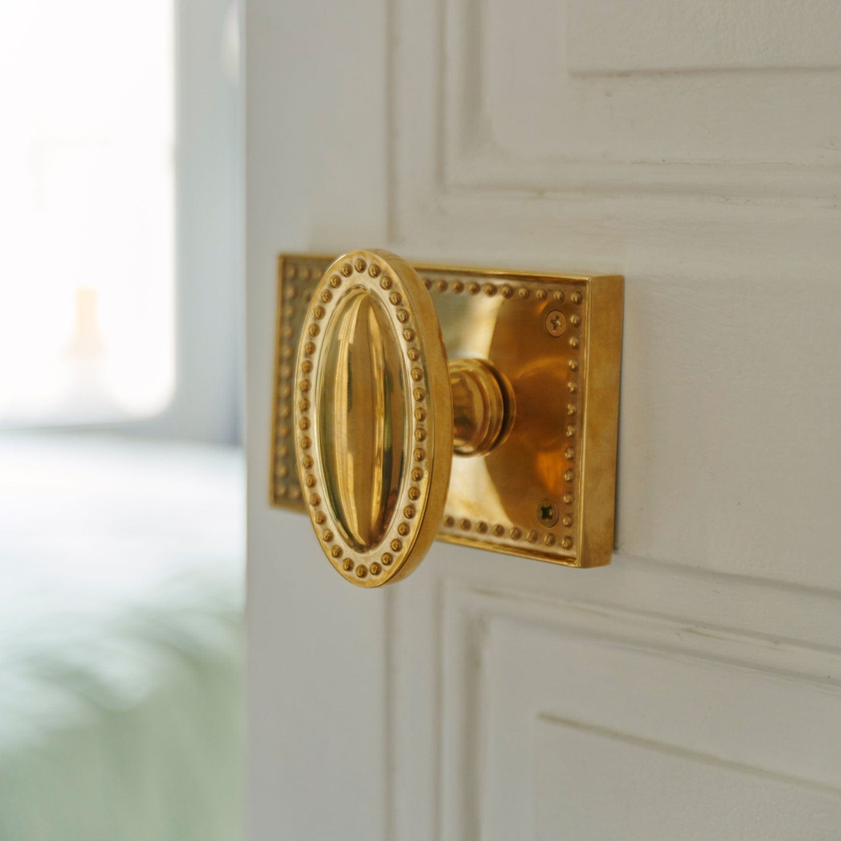 Louis Horizontal Passage Door Knob Set - Unlacquered Brass