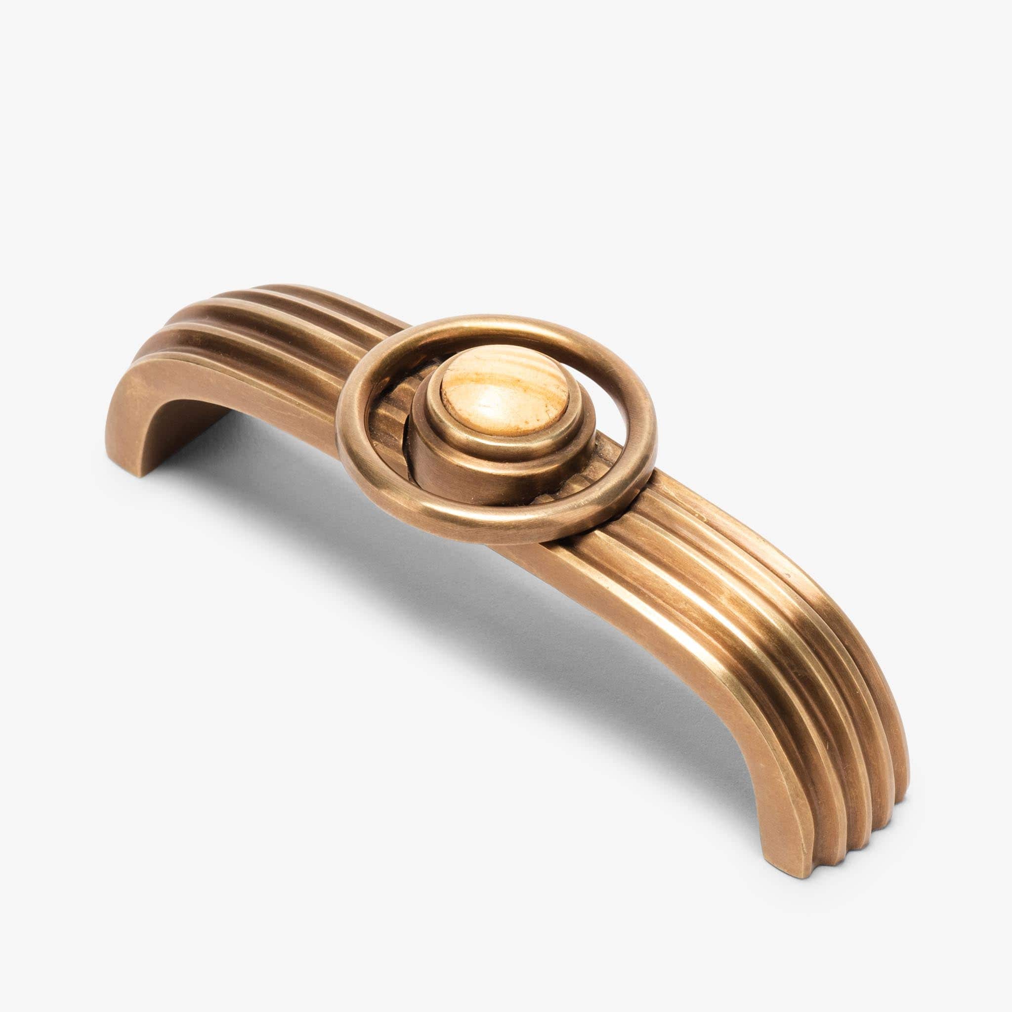 Florence Wood Pull (4" c-c) - Burnished Brass - Pine