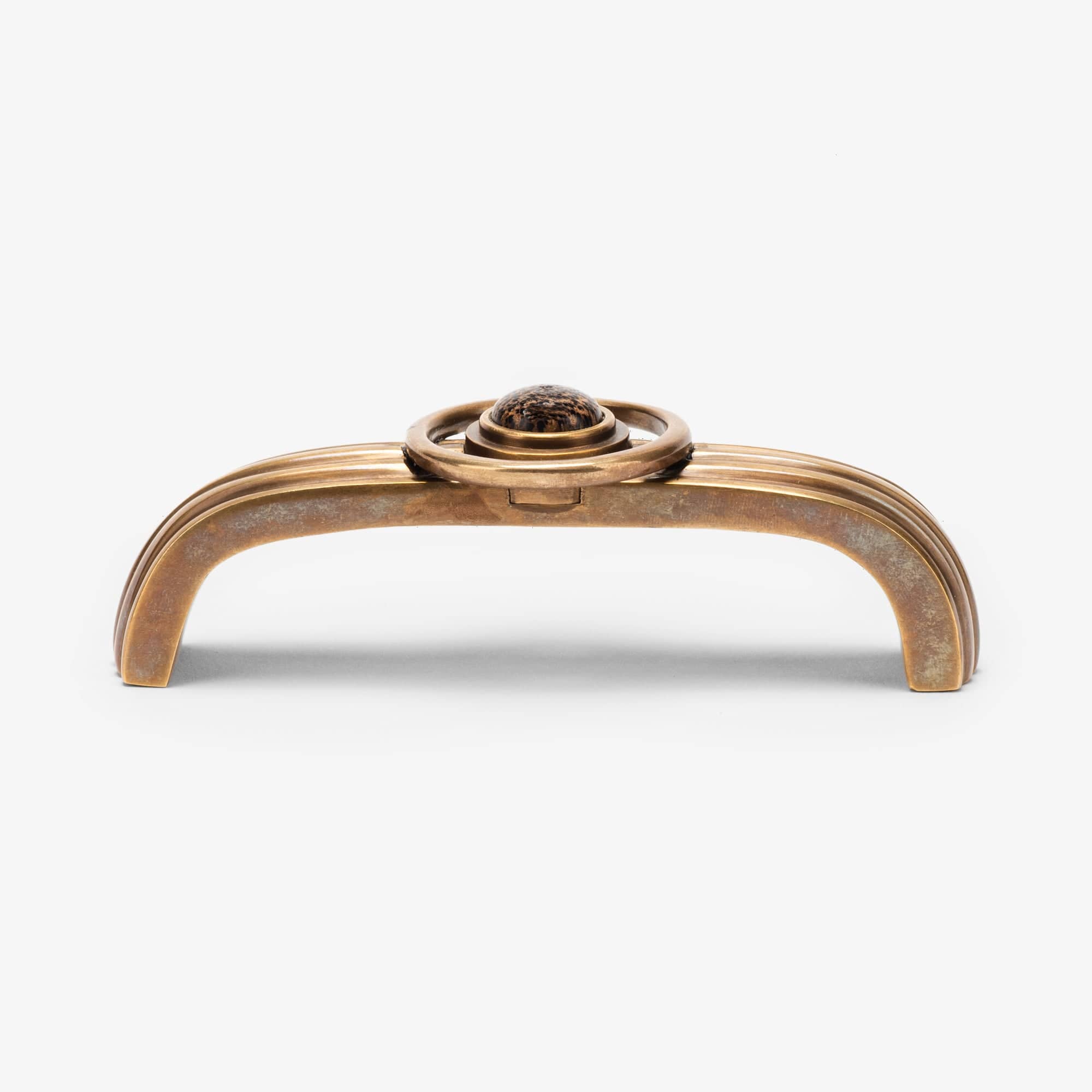 Florence Wood Pull (4" c-c) - Burnished Brass - Betel Nut