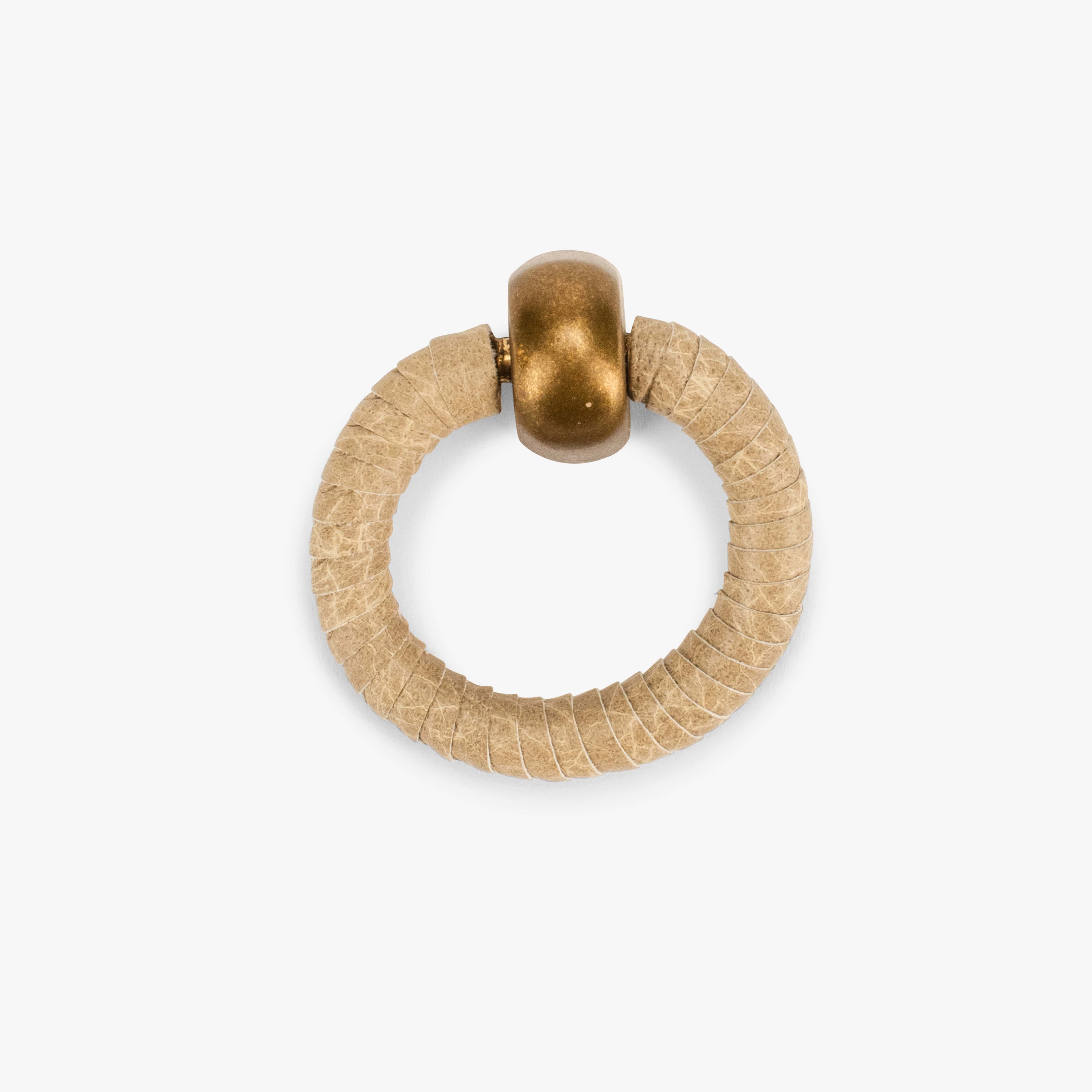 Santa Monica Leather 1.50" Ring Pull - Burnished Brass - Oatmeal