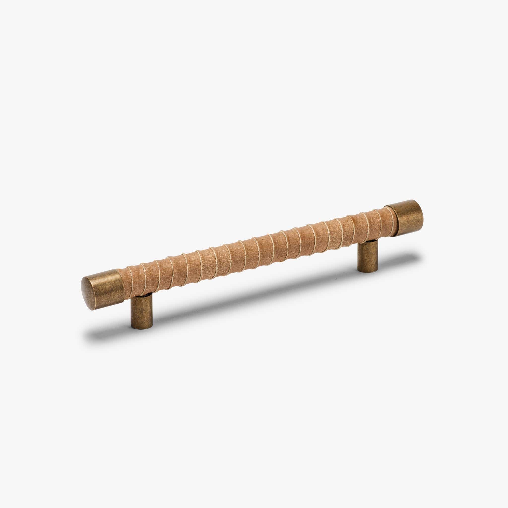 Lexington Wrapped Bar Pull (6" c-c) - Burnished Brass - Oatmeal