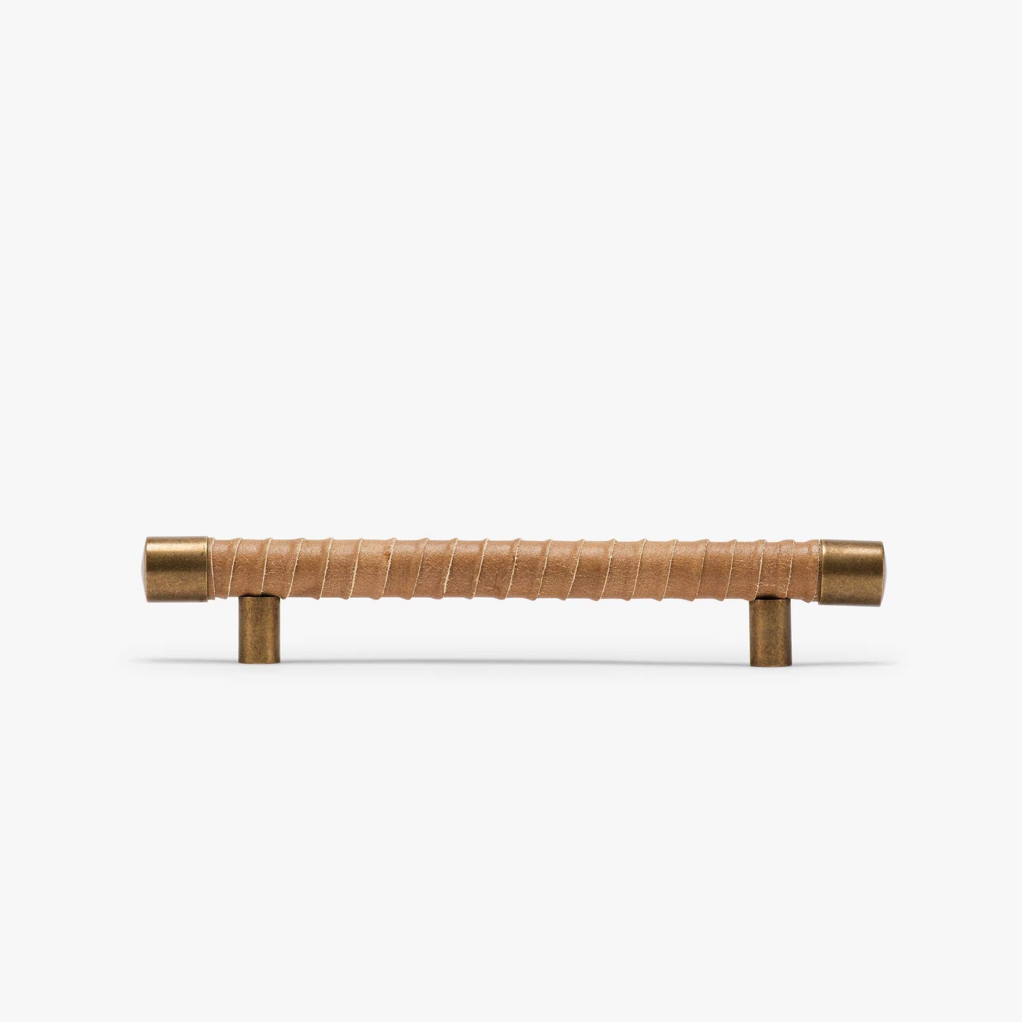 Lexington Wrapped Bar Pull (6" c-c) - Burnished Brass - Oatmeal