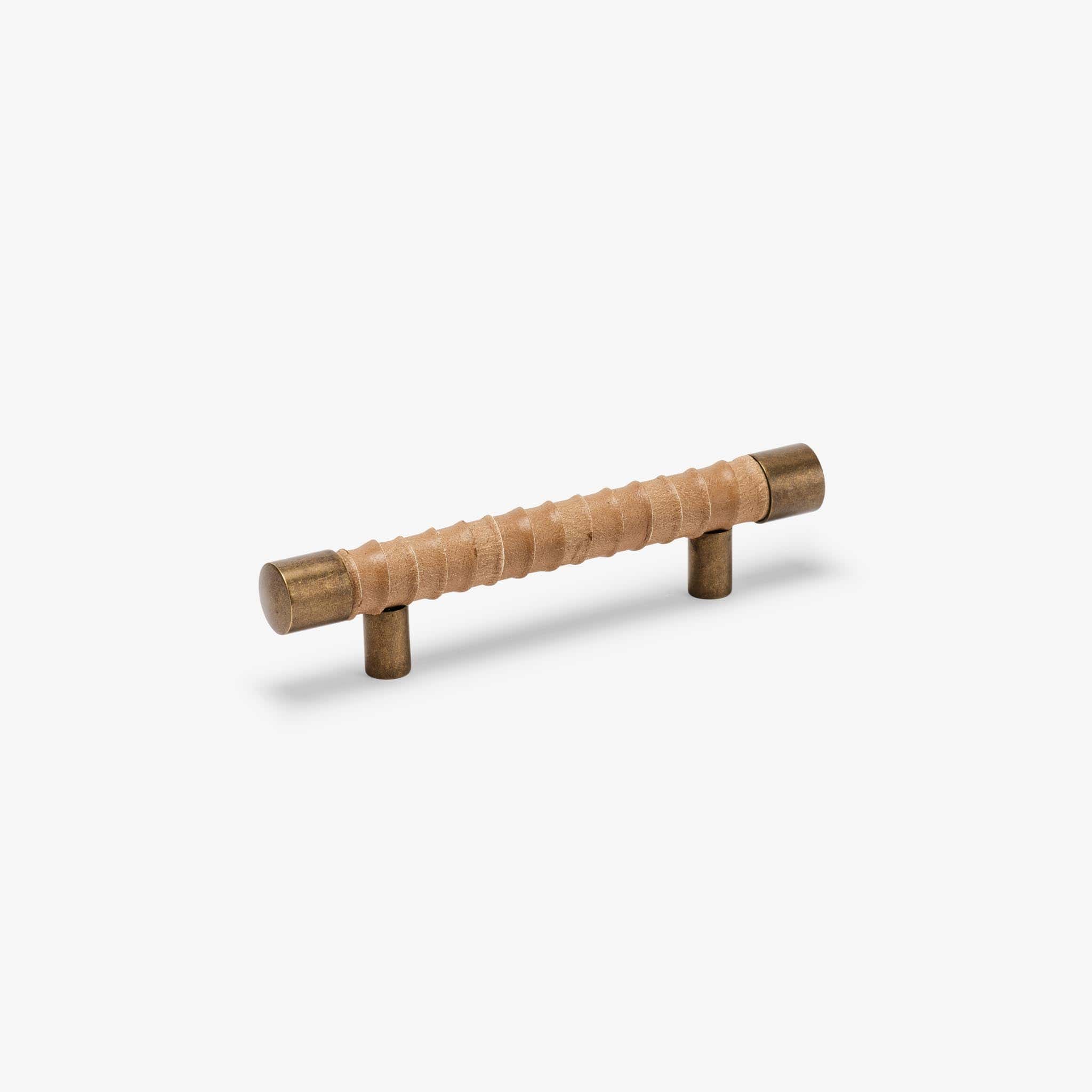 Lexington Wrapped Bar Pull (4" c-c) - Burnished Brass - Oatmeal