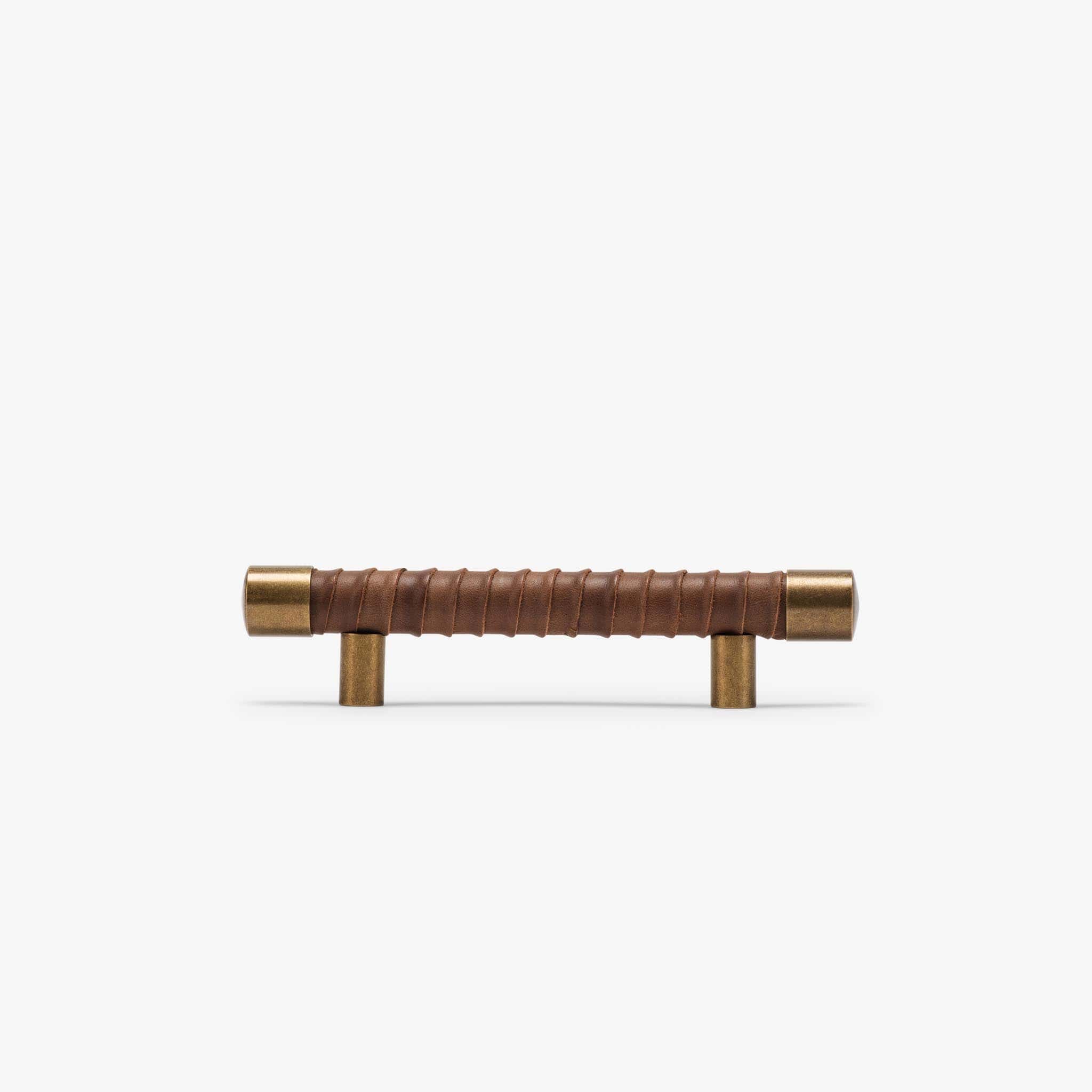 Lexington Wrapped Bar Pull (4" c-c) - Burnished Brass - Espresso