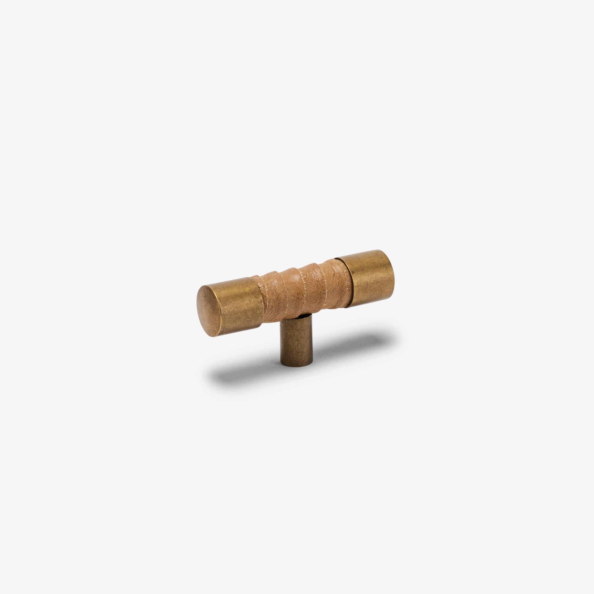 Lexington 3" Wrapped T Pull - Burnished Brass - Oatmeal