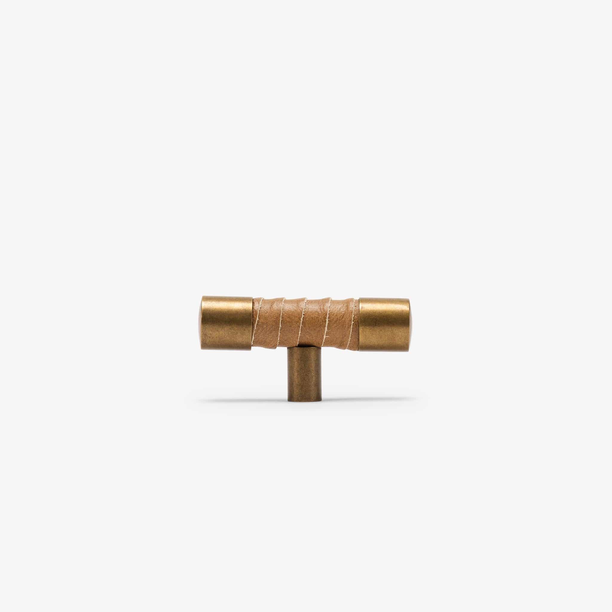 Lexington 3" Wrapped T Pull - Burnished Brass - Oatmeal