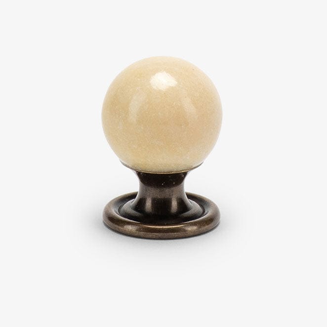 Valencia 1" Alabaster Round Knob - Burnished Brass