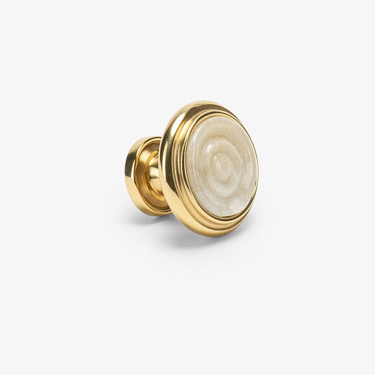 Valencia 1.20" Alabaster Rosette Knob - Polished Brass