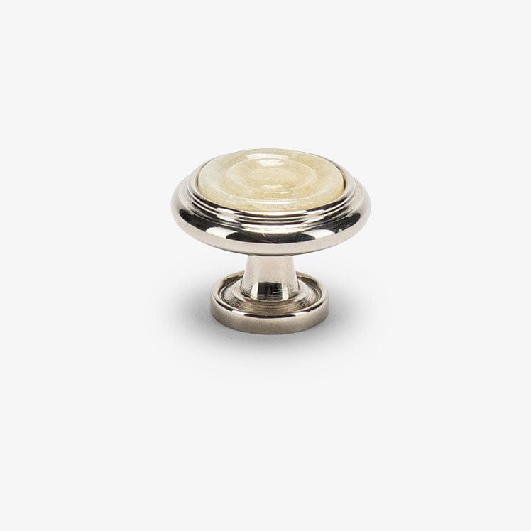 Valencia 1.20" Alabaster Rosette Knob - Polished Nickel