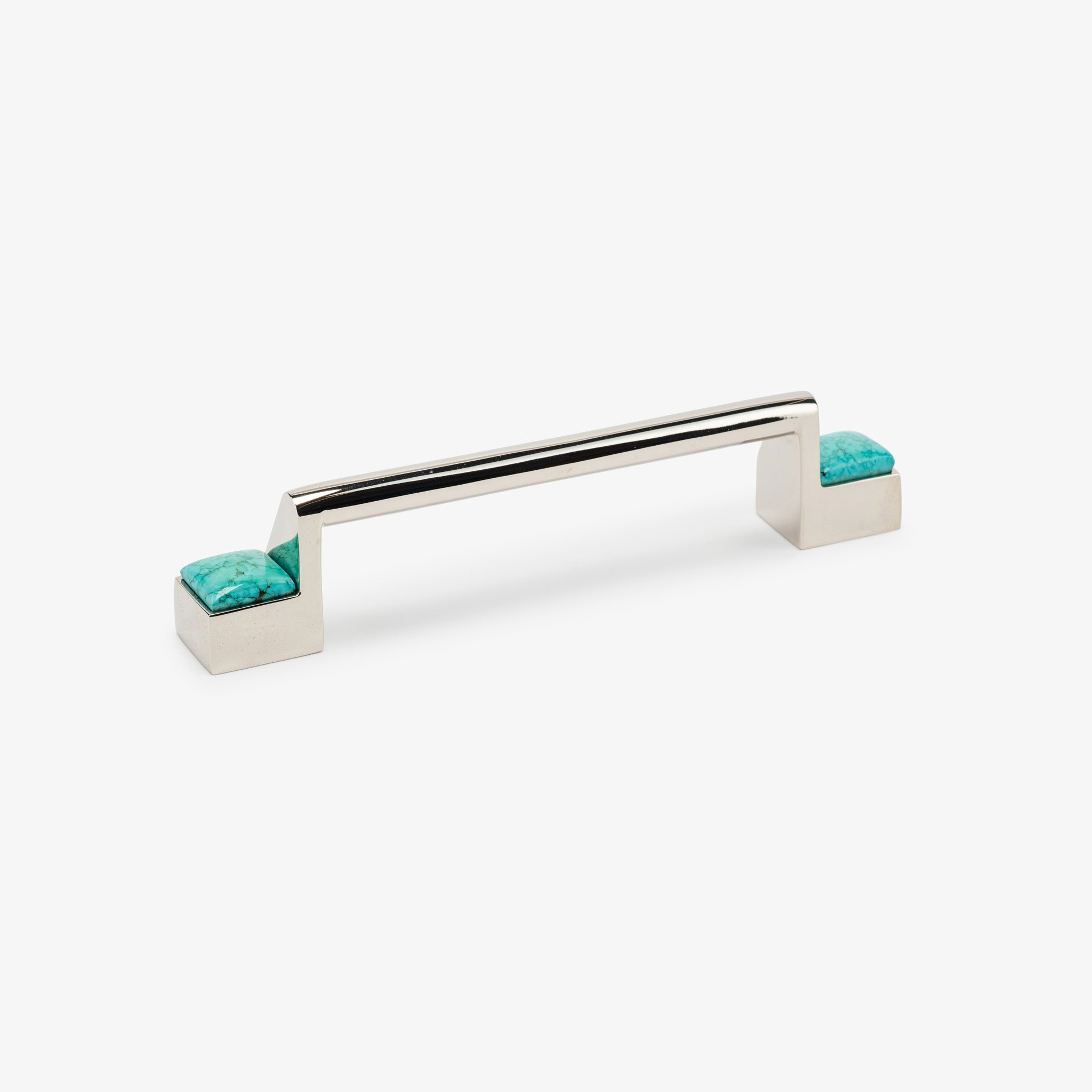 Porter Turquoise Bar Pull (6" c-c) - Polished Nickel