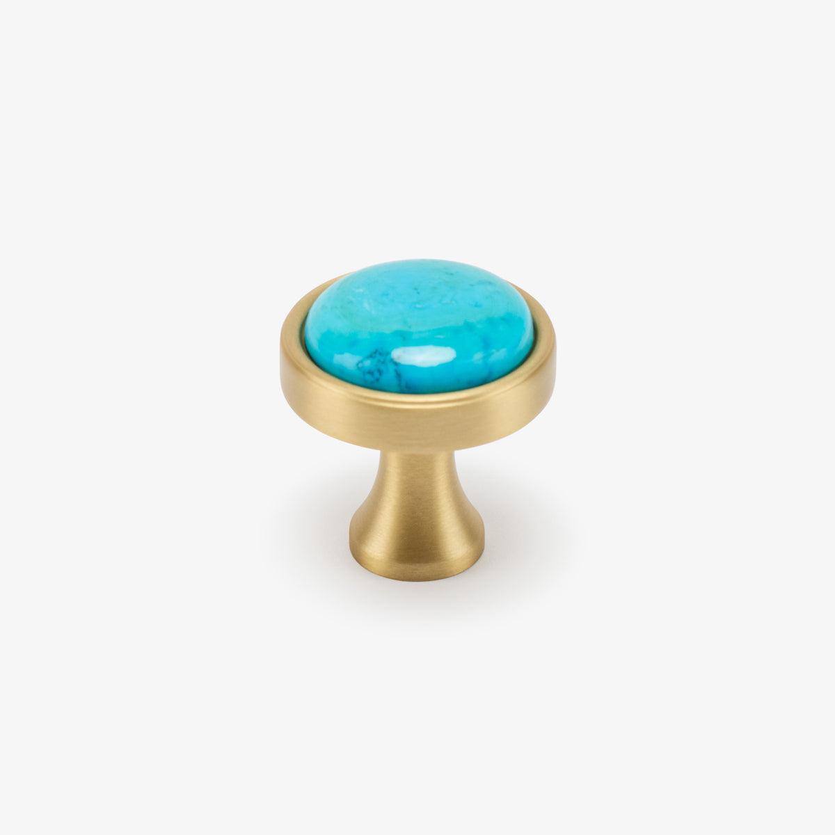 Lane 1.40" Turquoise Knob - Satin Brass Matte