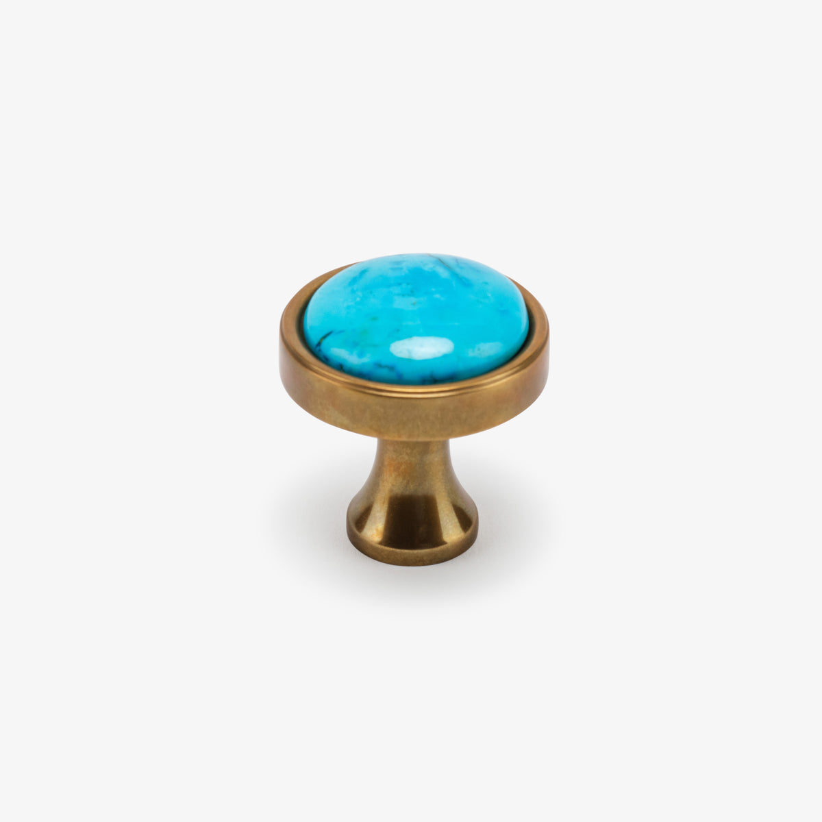 Lane 1.40" Turquoise Knob - Burnished Brass