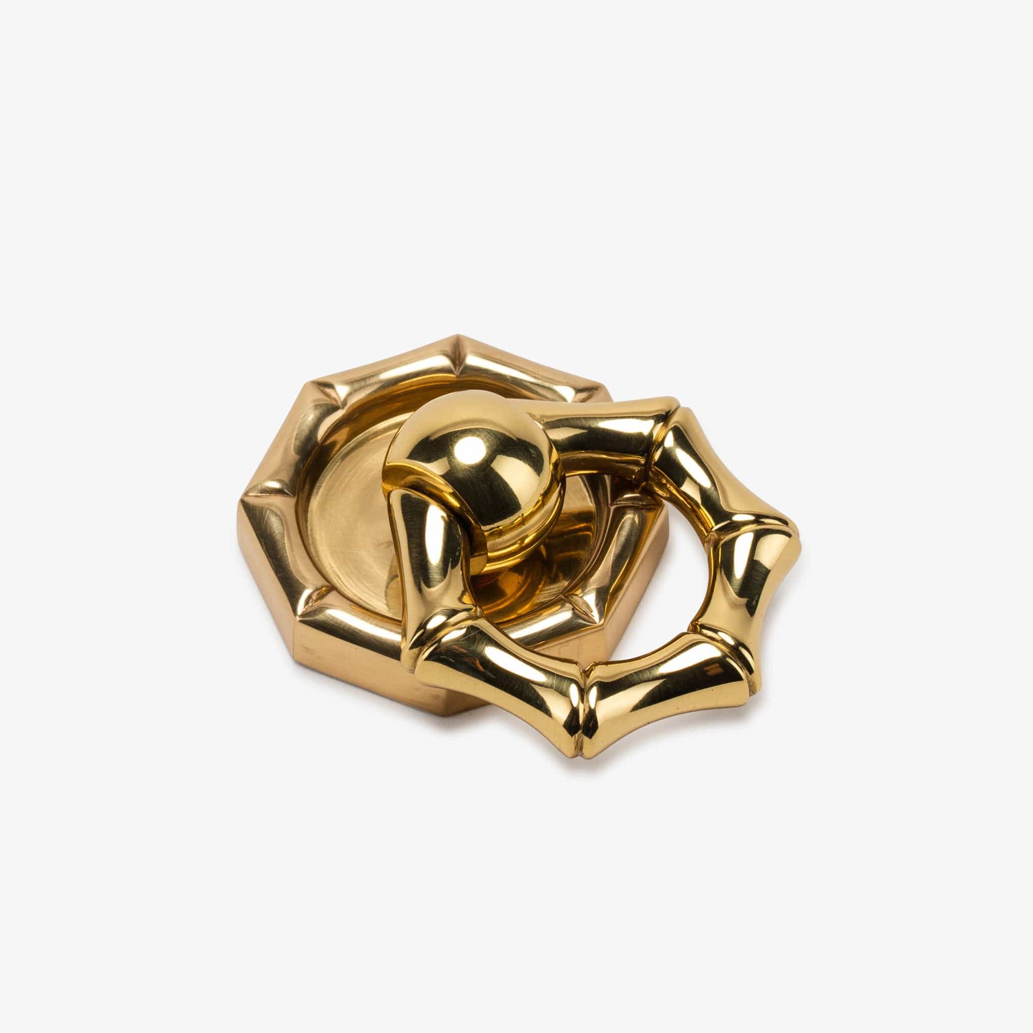 Bamboo Ring Pull w/ Bamboo 1.60" Backplate - Polished Brass