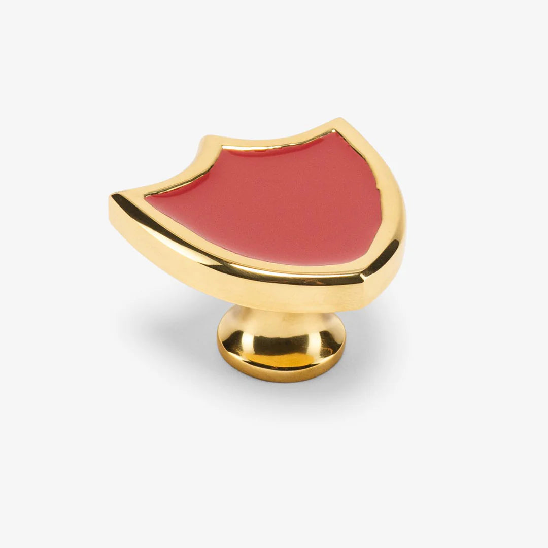 Crest Enamel Knob - Polished Brass