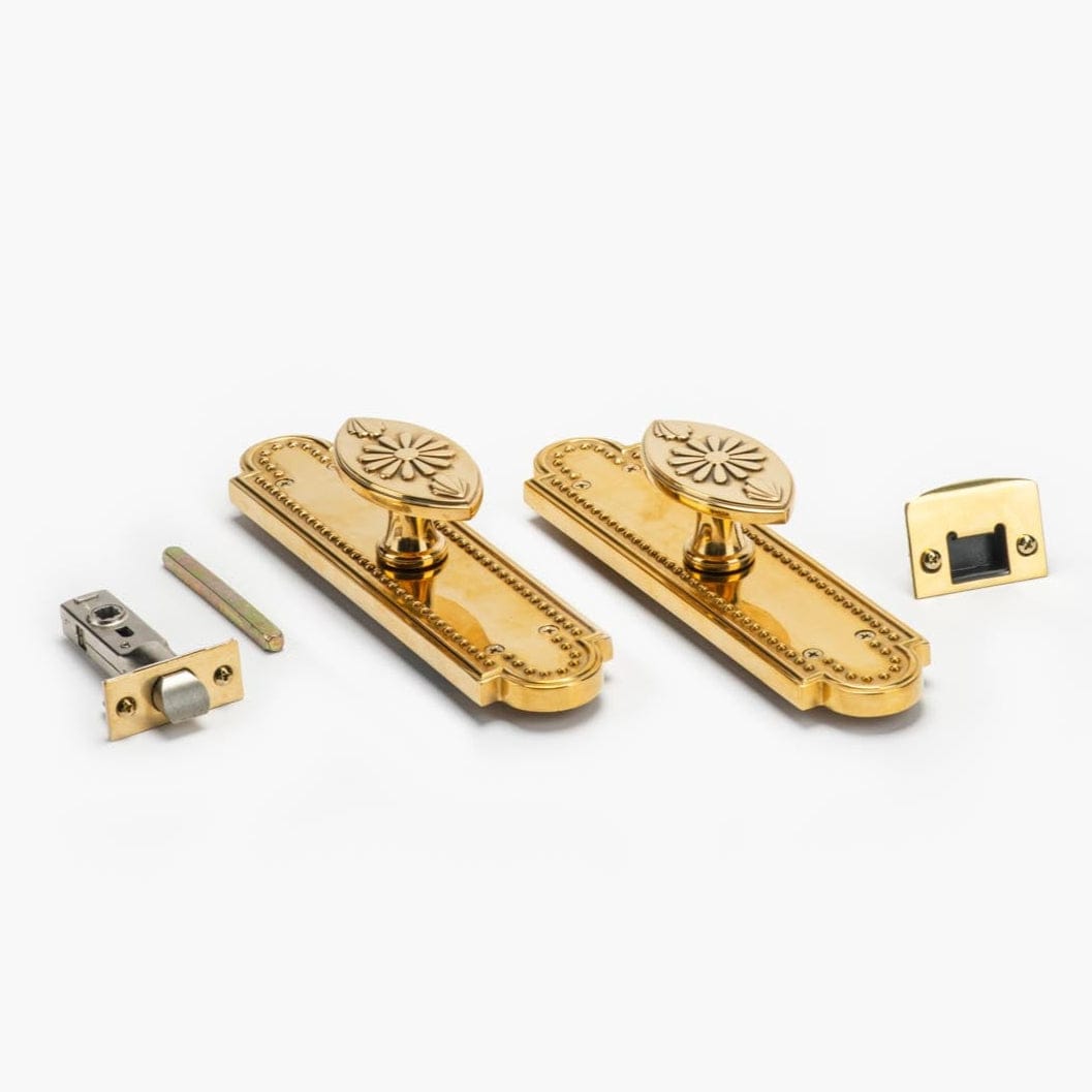Rosalie Vertical Passage Door Knob Set - Unlacquered Brass