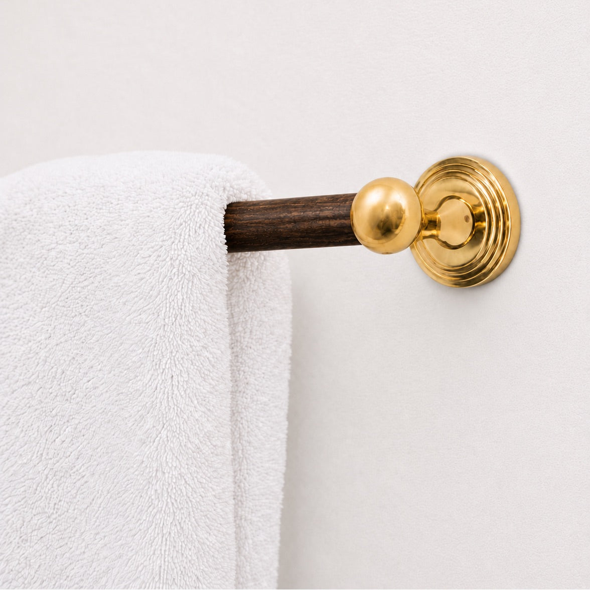 Briar Wood Towel Bar - Polished Brass#Size_24" c-c#Wood_Dark Walnut