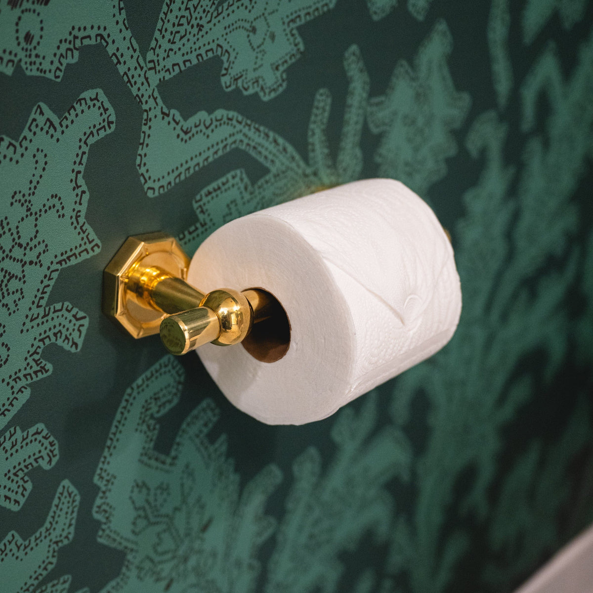 Bamboo Brass Spring Bar Toilet Paper Holder - Unlacquered Brass