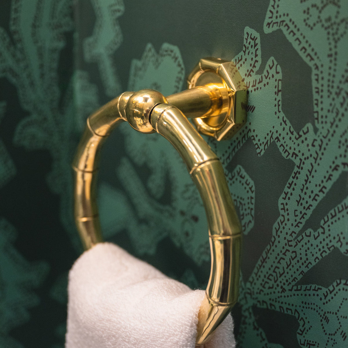 Bamboo 7" Brass Towel Ring - Polished Brass