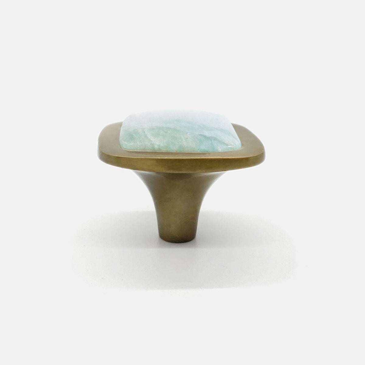Benson Custom Knob - Burnished Brass#Size_1.75"#Gemstone_Amazonite