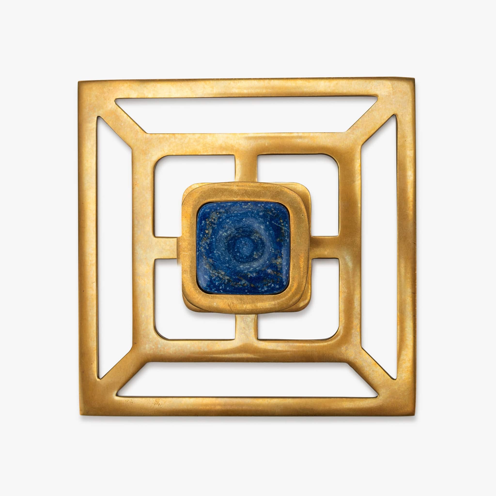Benson 1.75" Custom Knob w/ Benson 5" Backplate - Burnished Brass#Gemstone_Lapis