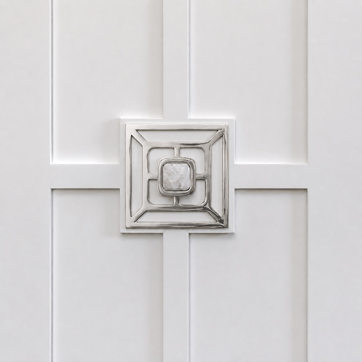 Benson 1.75" Custom Knob w/ Benson 5" Backplate - Polished Nickel#Gemstone_Moonstone