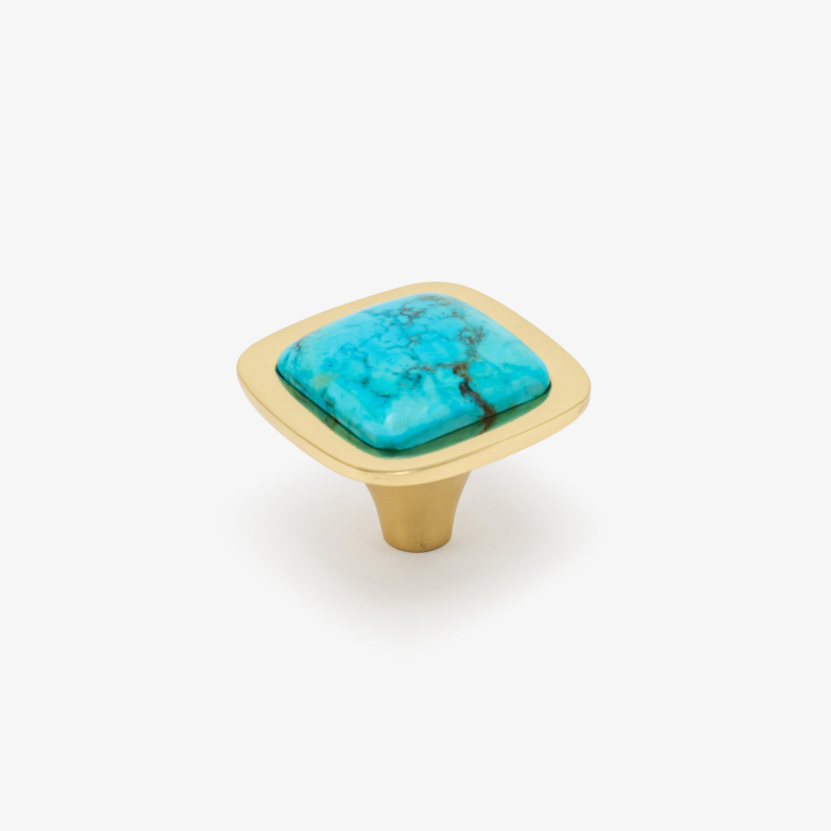 Benson 1.75" Turquoise Knob - Polished Brass