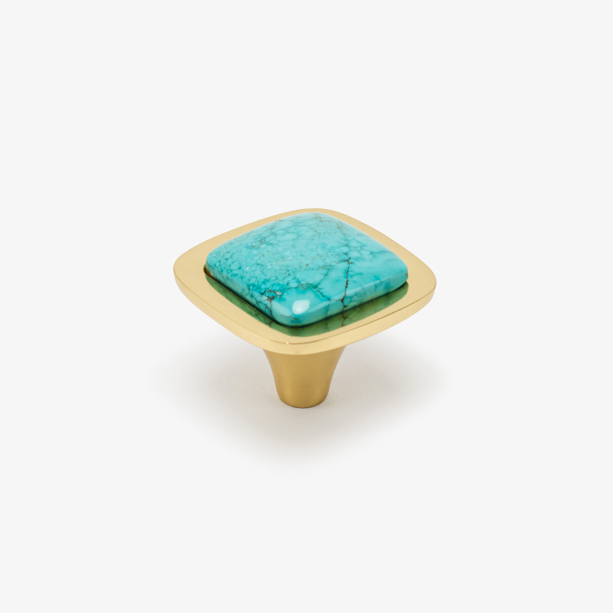 Benson 1.75" Turquoise Knob - Polished Brass