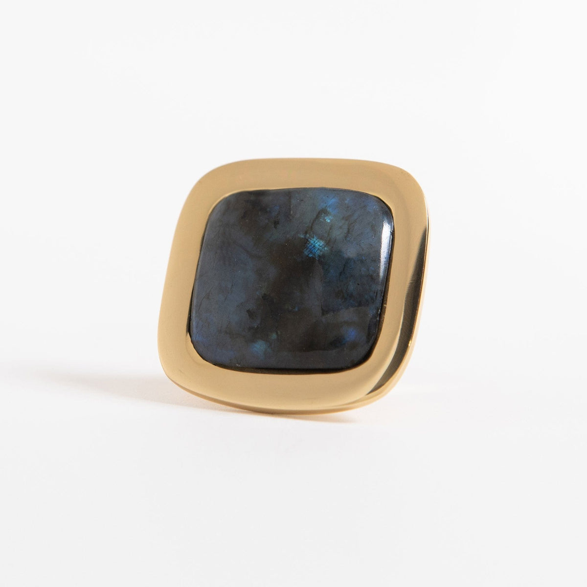Benson Custom Knob - Polished Brass#Size_1.75"#Gemstone_Labradorite