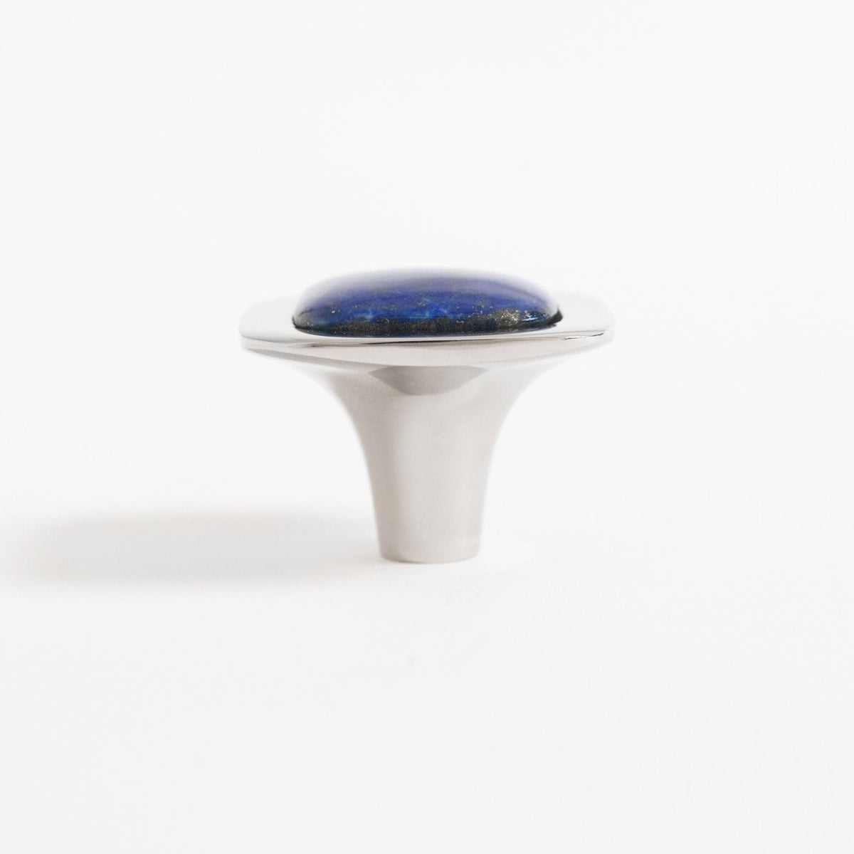Benson Custom Knob - Polished Nickel#Gemstone_Lapis#Size_1.75"