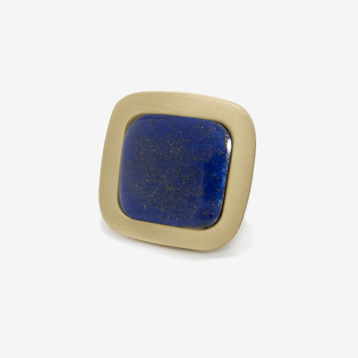 Benson Custom Knob - Satin Brass Matte#Size_1.75"#Gemstone_Lapis