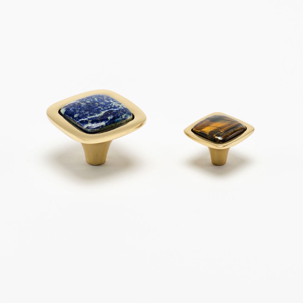 Benson Custom Knob - Polished Brass#Size_1.25"#Gemstone_White Quartz