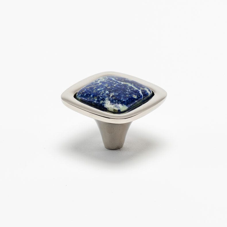 Benson Custom Knob - Polished Nickel#Gemstone_Lapis#Size_1.25"