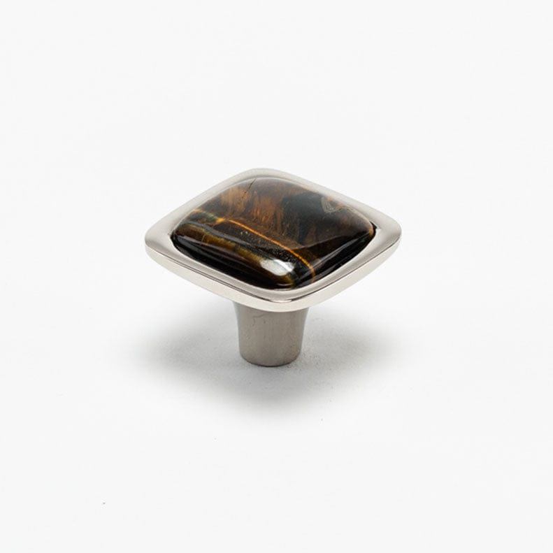 Benson Custom Knob - Polished Nickel#Gemstone_Tiger's Eye#Size_1.25"