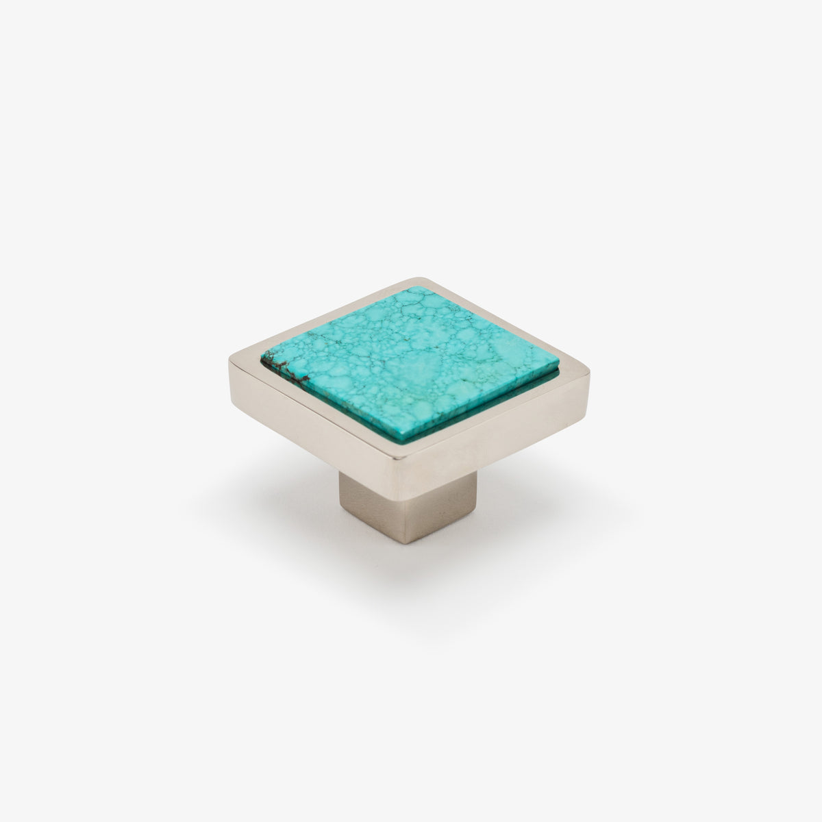 Horne Turquoise Knob - Polished Nickel