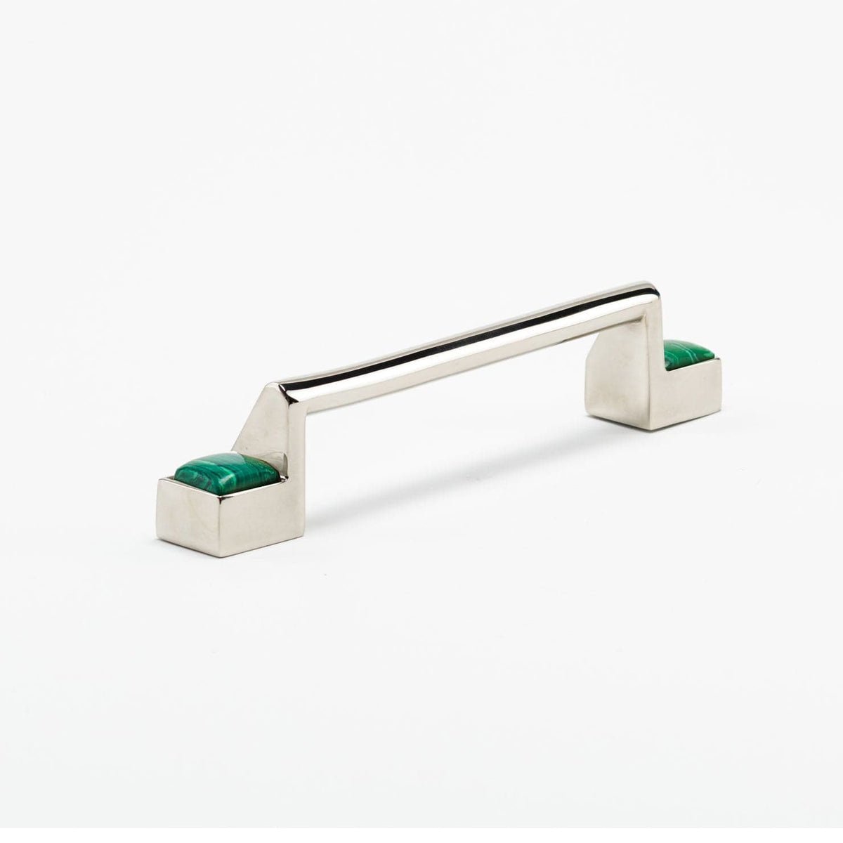 Porter Custom Bar Pull (6" c-c) - Polished Nickel#Gemstone_Malachite