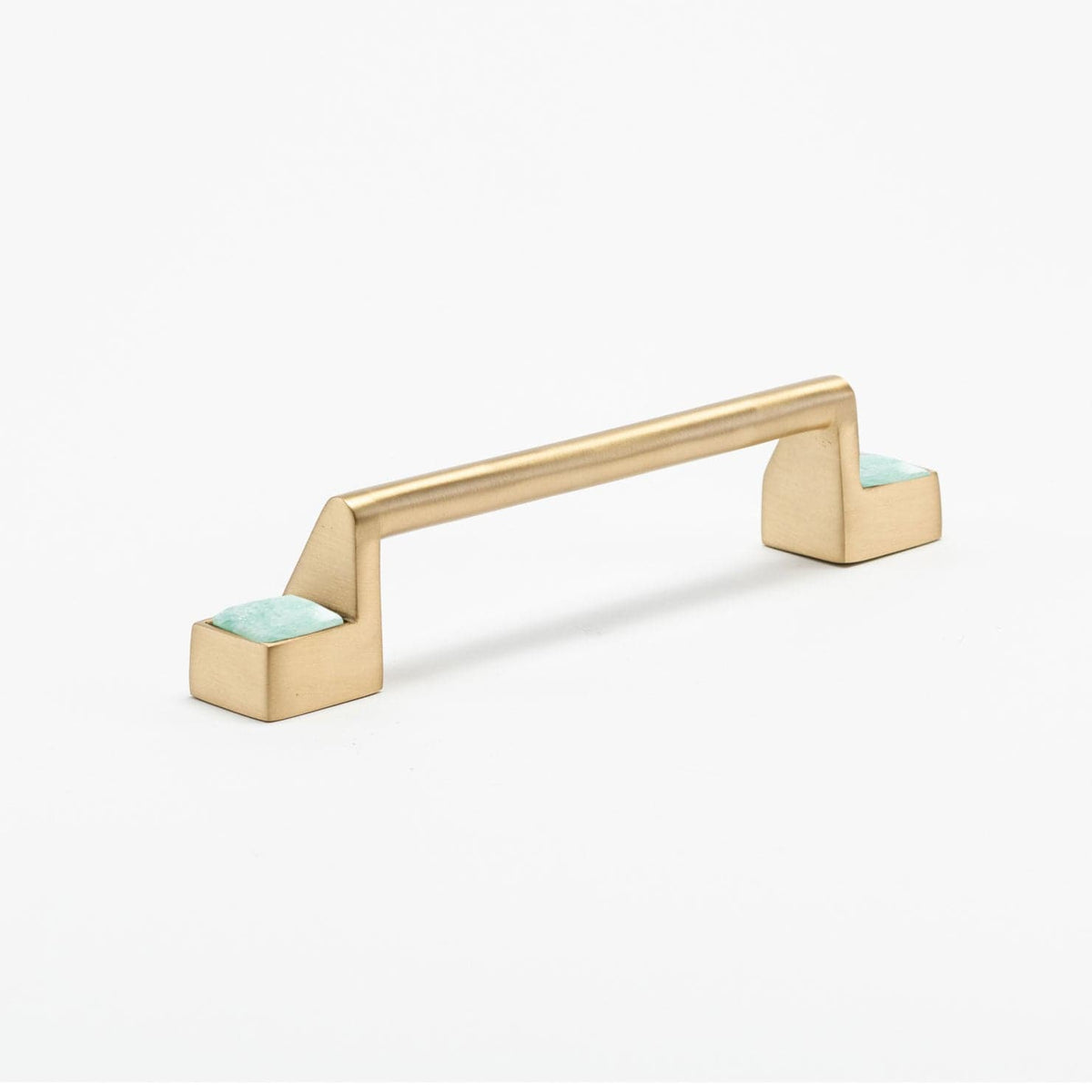 Porter Custom Bar Pull (6" c-c) - Satin Brass Matte#Gemstone_Amazonite