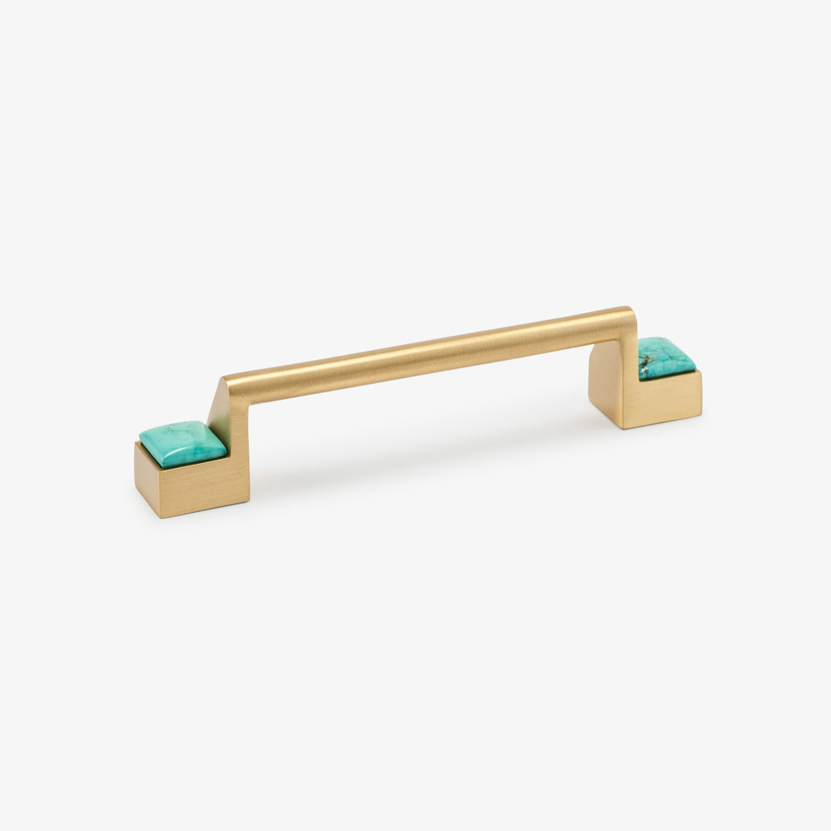 Porter Turquoise Bar Pull (6" c-c) - Satin Brass Matte#Gemstone_Green Turquoise