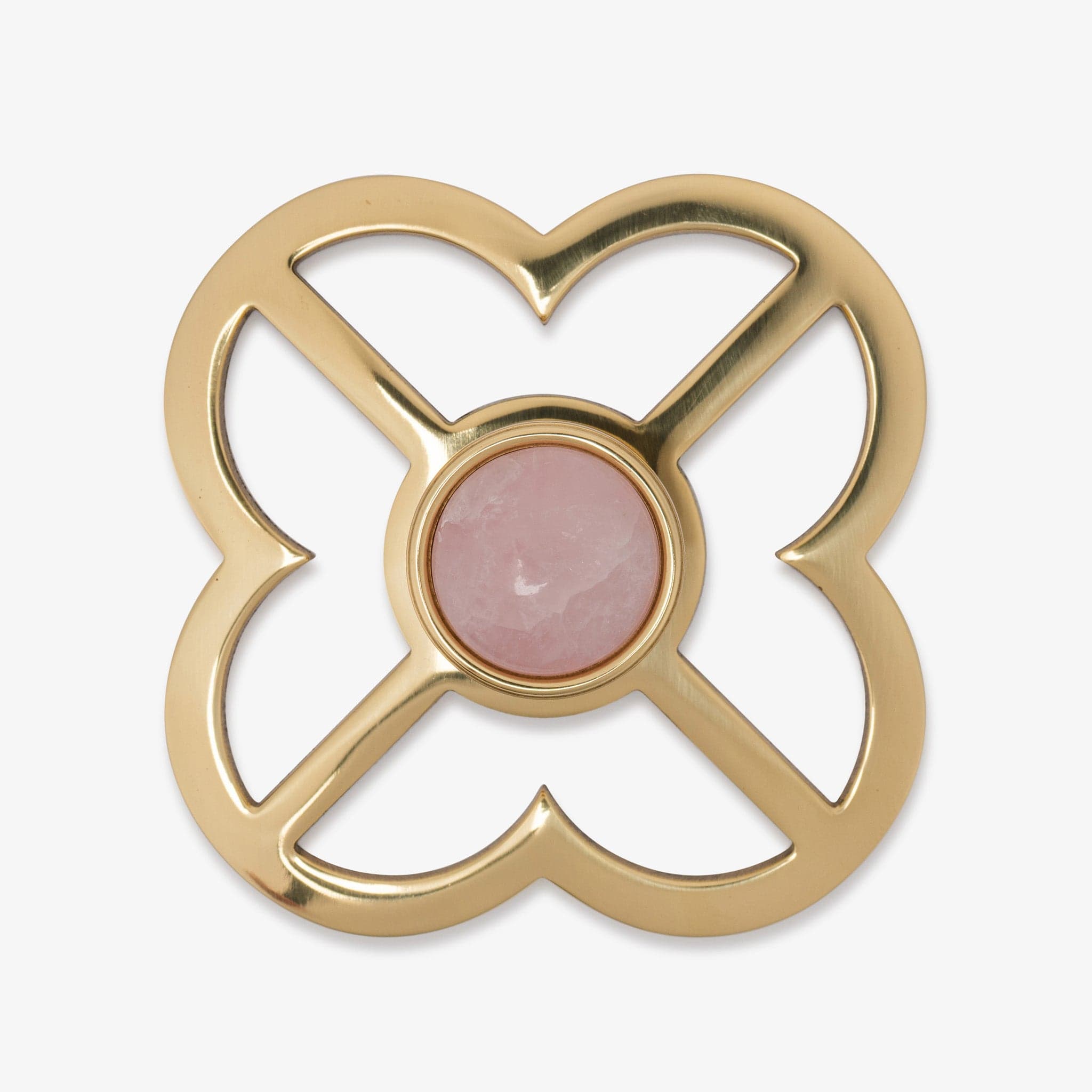 Lane 1.40" Custom Knob w/ Jones 5" Backplate - Polished Brass#Gemstone_Rose Quartz