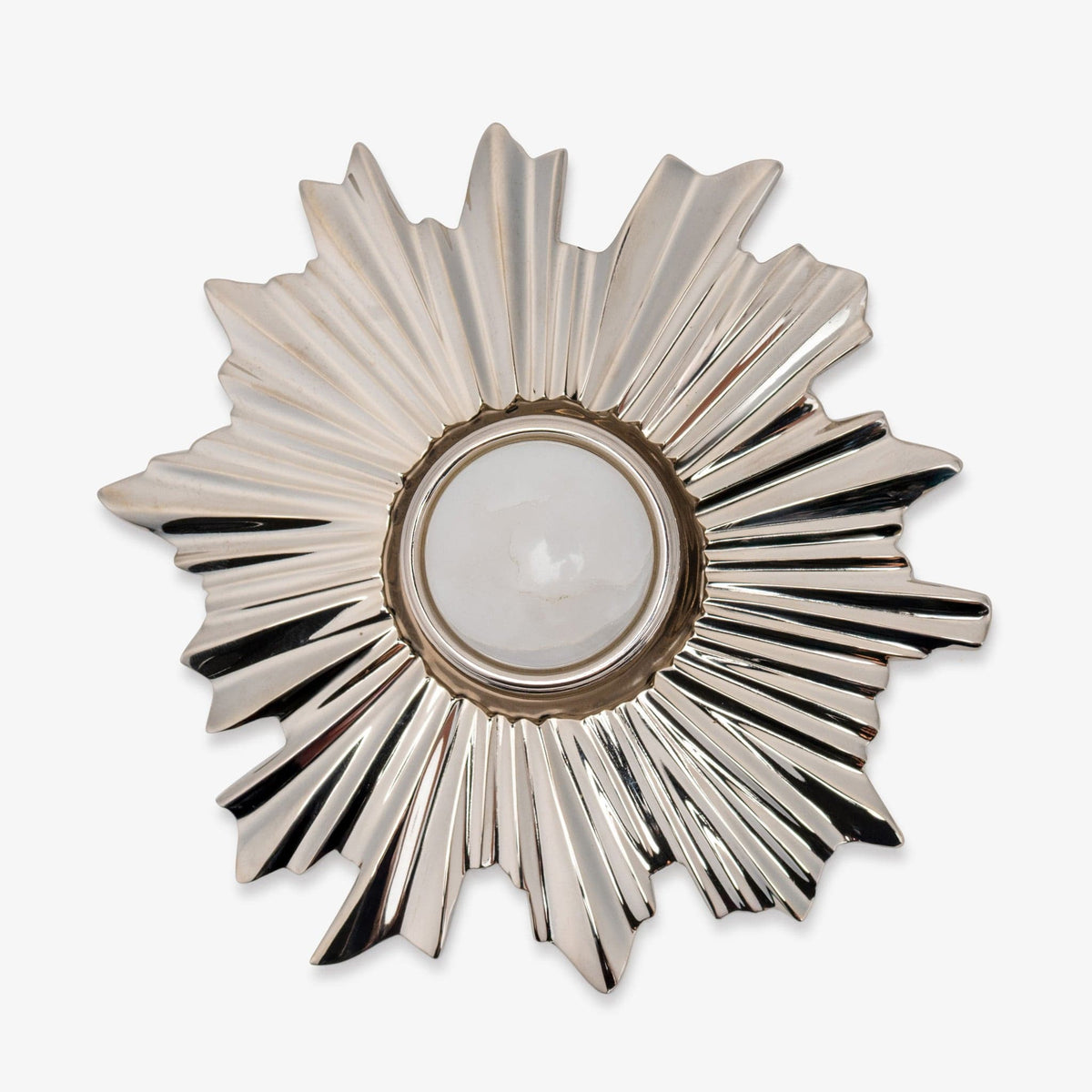 Lane 1.40" Custom Knob w/ Starburst 5.20" Backplate - Polished Nickel#Gemstone_White Quartz