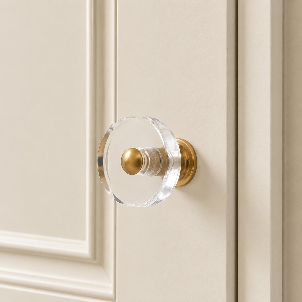 Glasgow Lucite Knob - Burnished Brass