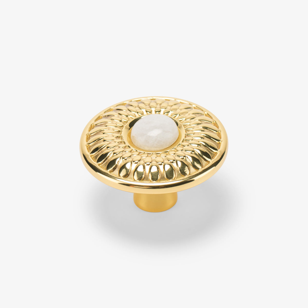 Oliver Custom Knob - Polished Brass#Size_1.90"#Gemstone_Moonstone