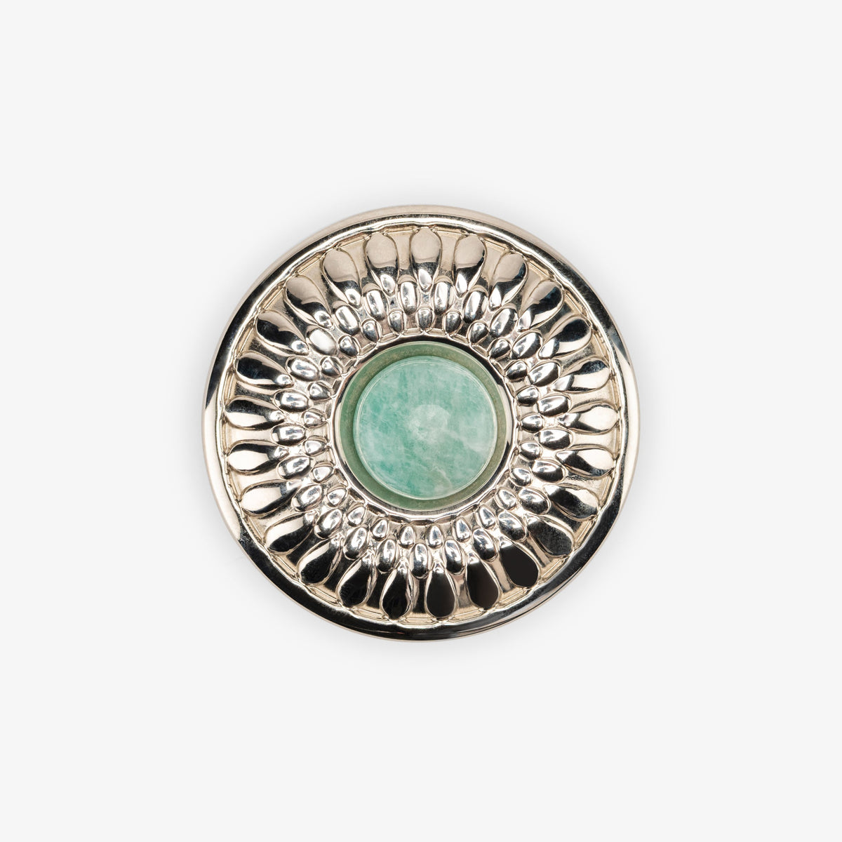 Oliver Custom Knob - Polished Nickel#Size_1.90"#Gemstone_Amazonite