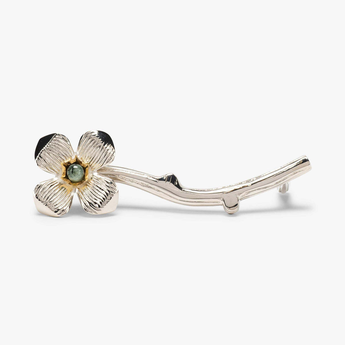 Dogwood Custom Pull (4" c-c) - Polished Nickel#Gemstone_Prehnite