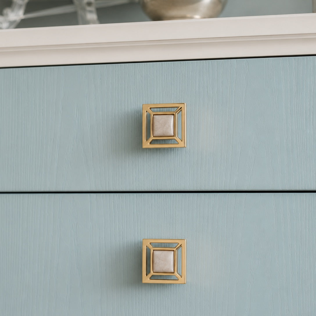 Evans Custom Knob - Polished Brass#Gemstone_Moonstone