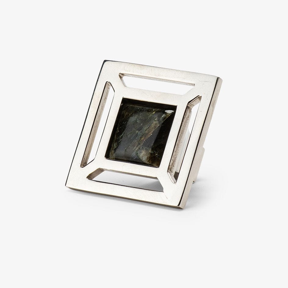 Evans Custom Knob - Polished Nickel#Gemstone_Labradorite
