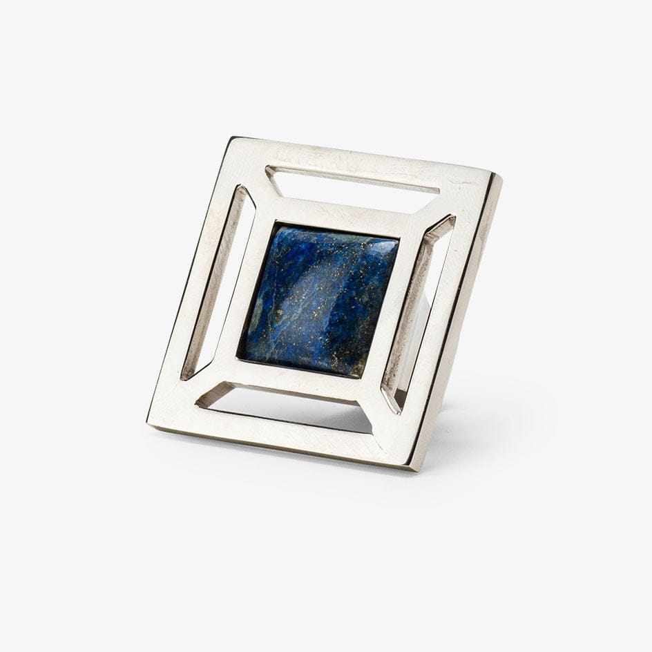 Evans Custom Knob - Polished Nickel#Gemstone_Lapis