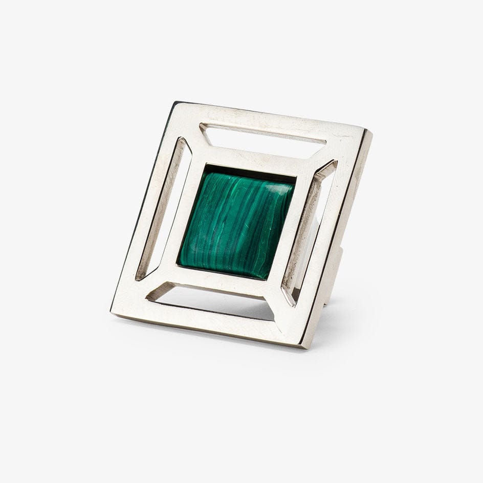 Evans Custom Knob - Polished Nickel#Gemstone_Malachite